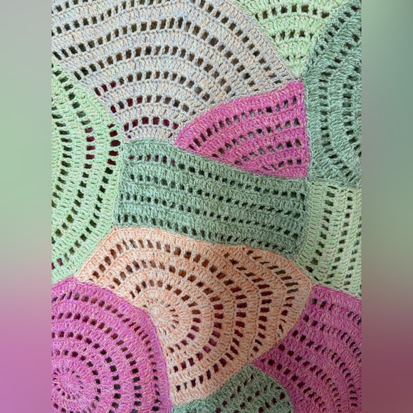 Talbots Crochet Sweater Spring Doily Patchwork Sherbet Multicolor Artsy Sz S - Picture 5 of 10